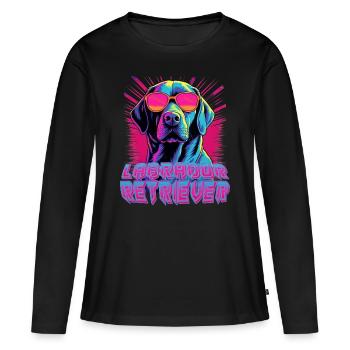 Labrador Retriever Wearing Sunglasses - Women's Premium Organic Long Sleeve Shirt - black - Front - Julia (174cm)