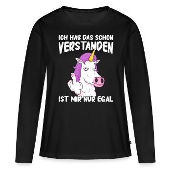 Einhorn Einhörner Fabelwesen Mystisch - Frauen Premium Bio Langarmshirt - Schwarz - Vorne - Julia (174cm)
