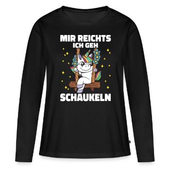 Einhorn Einhörner Fabelwesen Mystisch - Frauen Premium Bio Langarmshirt - Schwarz - Vorne - Julia (174cm)