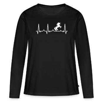 Einhorn Einhörner Fabelwesen Mystisch - Frauen Premium Bio Langarmshirt - Schwarz - Vorne - Julia (174cm)