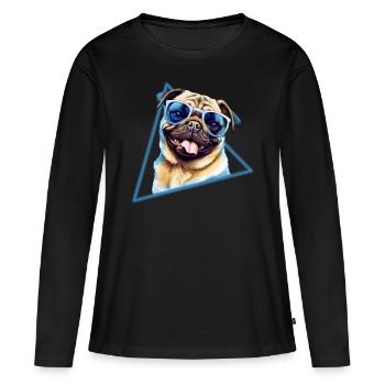 Pug Dog With Sunglasses - Women's Premium Organic Long Sleeve Shirt - black - Front - Julia (174cm)