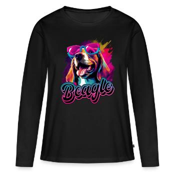 Beagle Dog With Sunglasses - Women's Premium Organic Long Sleeve Shirt - black - Front - Julia (174cm)