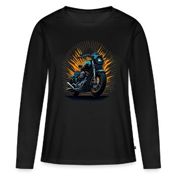 Klassisches Motorrad - Frauen Premium Bio Langarmshirt - Schwarz - Vorne - Julia (174cm)