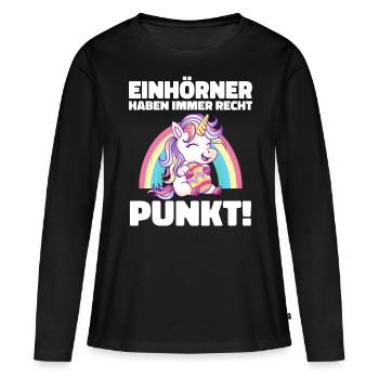 Einhorn Einhörner Fabelwesen Mystisch - Frauen Premium Bio Langarmshirt - Schwarz - Vorne - Julia (174cm)