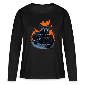 Klassisches Motorrad - Frauen Premium Bio Langarmshirt - Schwarz - Vorne - Julia (174cm)