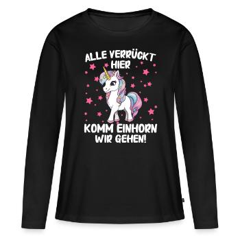 Einhorn Einhörner Fabelwesen Mystisch - Frauen Premium Bio Langarmshirt - Schwarz - Vorne - Julia (174cm)