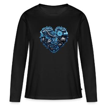 Mécanique Coeur Moteur Mécanique Mécanique de Voiture - T-shirt manches longues Premium bio Femme - noir - Devant - Julia (174cm)