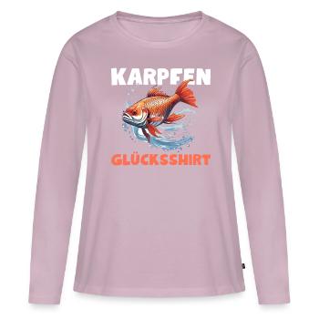Karpfen Glücksshirt Angeln Fisch - Frauen Premium Bio Langarmshirt - Altrosa - Vorne - Julia (174cm)