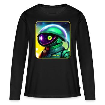 Astronaute de l’espace Alien - T-shirt manches longues Premium bio Femme - noir - Devant - Julia (174cm)