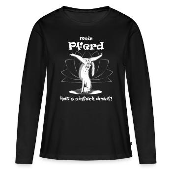Yoga Pferd Kopfstand - Frauen Premium Bio Langarmshirt - Schwarz - Vorne - Julia (174cm)