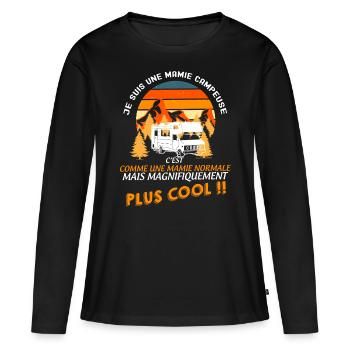 Camping-car Mamie Campeuse Cool - T-shirt manches longues Premium bio Femme - noir - Devant - Julia (174cm)