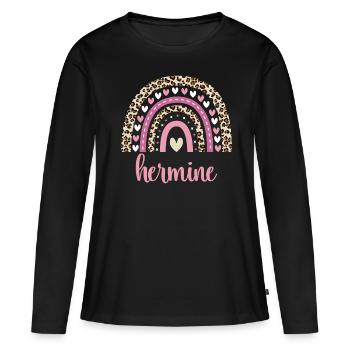 Hermine Regenbogen Name Geburtstag Hermine - Frauen Premium Bio Langarmshirt - Schwarz - Vorne - Julia (174cm)