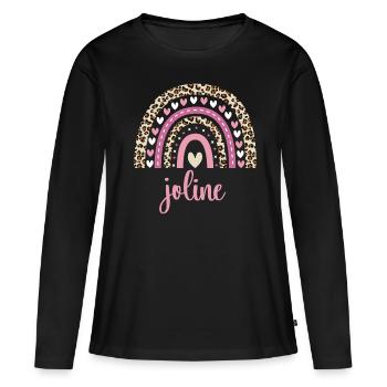 Joline Regenbogen Name Geburtstag Joline - Frauen Premium Bio Langarmshirt - Schwarz - Vorne - Julia (174cm)