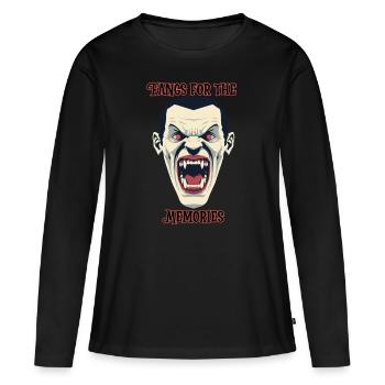 Dracula Vampire dénudant les dents, Halloween - T-shirt manches longues Premium bio Femme - noir - Devant - Julia (174cm)