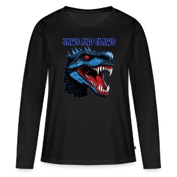Reptiles, dinosaures, mâchoires et griffes, - T-shirt manches longues Premium bio Femme - noir - Devant - Julia (174cm)