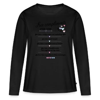 Free Compliments - for you <3 - Women's Premium Organic Long Sleeve Shirt - black - Front - Julia (174cm)