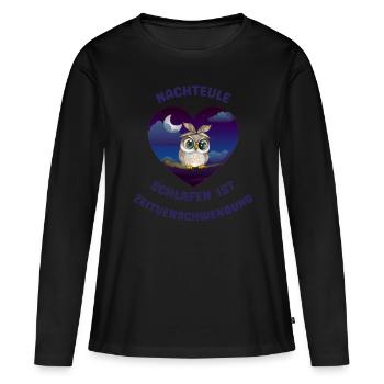 NACHTEULE - Frauen Premium Bio Langarmshirt - Schwarz - Vorne - Julia (174cm)