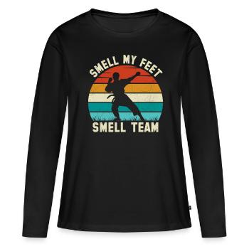 Smell my feet Smell Team - Women's Premium Organic Long Sleeve Shirt - black - Front - Julia (174cm)