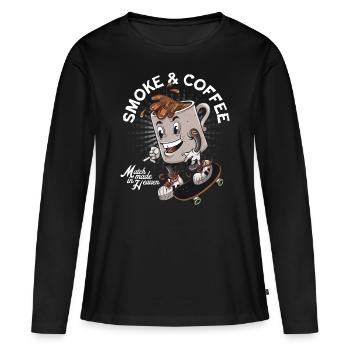 Zigaretten und Kaffee - Frauen Premium Bio Langarmshirt - Schwarz - Vorne - Julia (174cm)