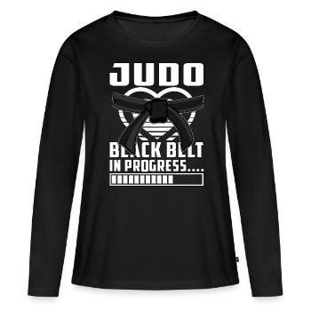 Ceinture noire de judo en cours - T-shirt manches longues Premium bio Femme - noir - Devant - Julia (174cm)