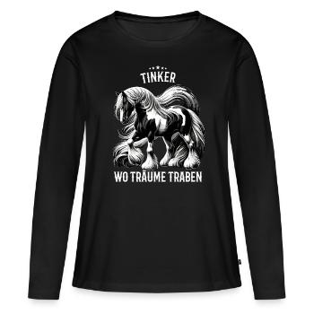 Tinker: wo Träume traben - Frauen Premium Bio Langarmshirt - Schwarz - Vorne - Julia (174cm)