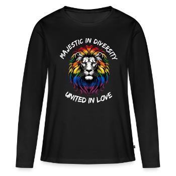 Lion of Diversity: Unity in Love - Women's Premium Organic Long Sleeve Shirt - black - Front - Julia (174cm)