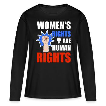 Les droits des femmes sont des droits humains - T-shirt manches longues Premium bio Femme - noir - Devant - Julia (174cm)