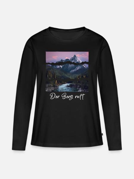 der berg ruft - Frauen Premium Bio Langarmshirt - Schwarz
