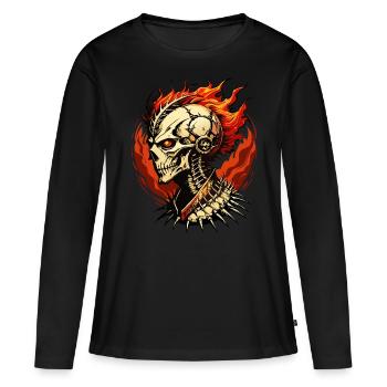 Phoenix Skull // Skull Fire God FS0061 - Women's Premium Organic Long Sleeve Shirt - black - Front - Julia (174cm)