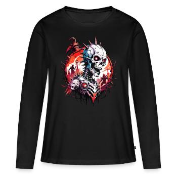 Crâne de l’Apocalypse / Crâne Doomsday FS0111 - T-shirt manches longues Premium bio Femme - noir - Devant - Julia (174cm)