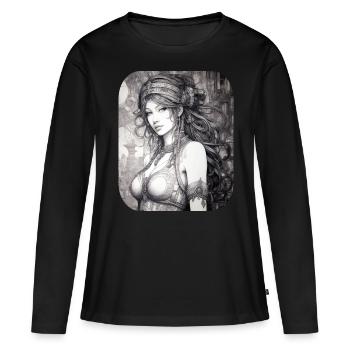 Beauté mystique - T-shirt manches longues Premium bio Femme - noir - Devant - Julia (174cm)