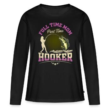 Vollzeit Mama Teilzeit Hook - Frauen Premium Bio Langarmshirt - Schwarz - Vorne - Julia (174cm)