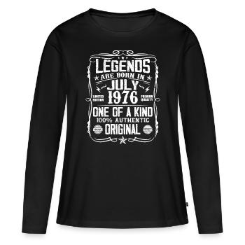 Né en Juillet 1976 Anniversaire 1976 Juillet 1976 - T-shirt manches longues Premium bio Femme - noir - Devant - Julia (174cm)