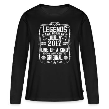 Né en Juillet 2017 Anniversaire 2017 Juillet 2017 - T-shirt manches longues Premium bio Femme - noir - Devant - Julia (174cm)
