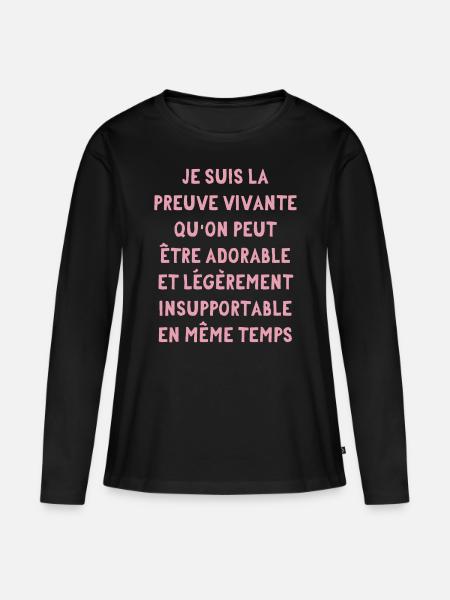 je suis la preuve - T-shirt manches longues Premium bio Femme - noir