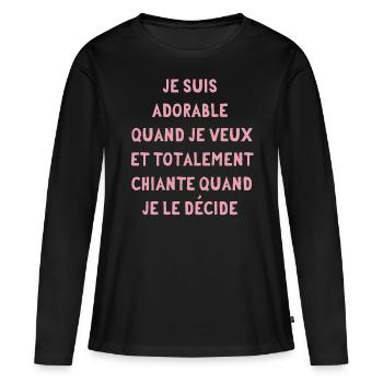 je suis adorable quand je veux - T-shirt manches longues Premium bio Femme - noir - Devant - Julia (174cm)