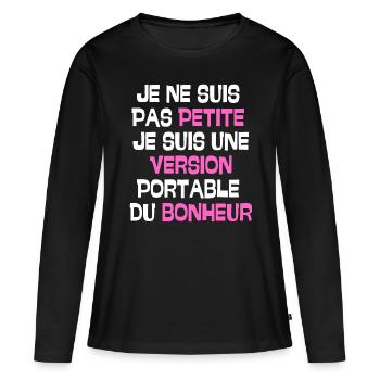 Je ne suis pas petite je suis une version - T-shirt manches longues Premium bio Femme - noir - Devant - Julia (174cm)