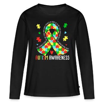 Sensibilisation à l’autisme - T-shirt manches longues Premium bio Femme - noir - Devant - Julia (174cm)