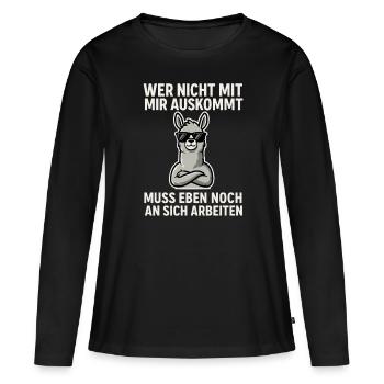 Confident Llama Saying - Women's Premium Organic Long Sleeve Shirt - black - Front - Julia (174cm)