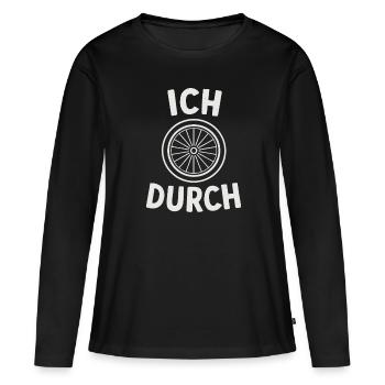 Je deviens fou – vélo - T-shirt manches longues Premium bio Femme - noir - Devant - Julia (174cm)