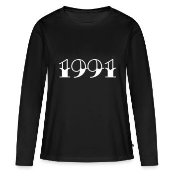 Année de naissance 1991 Cadeau - T-shirt manches longues Premium bio Femme - noir - Devant - Julia (174cm)