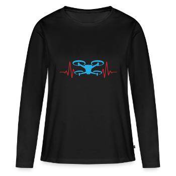Heartbeat Drone Drone ECG | Colors can be changed - Women's Premium Organic Long Sleeve Shirt - black - Front - Julia (174cm)