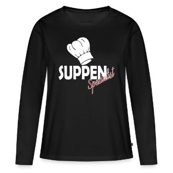 Soupe - T-shirt manches longues Premium bio Femme - noir - Devant - Julia (174cm)