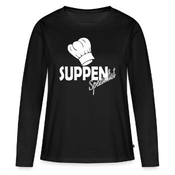Soupe - T-shirt manches longues Premium bio Femme - noir - Devant - Julia (174cm)