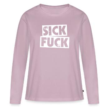 Sick Fuck - T-shirt manches longues Premium bio Femme - rose poudré - Devant - Julia (174cm)