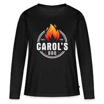 Carols BBQ - Women's Premium Organic Long Sleeve Shirt - black - Front - Julia (174cm)