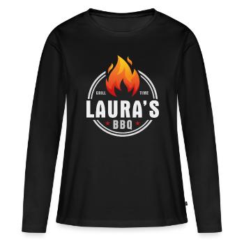Lauras BBQ - Women's Premium Organic Long Sleeve Shirt - black - Front - Julia (174cm)