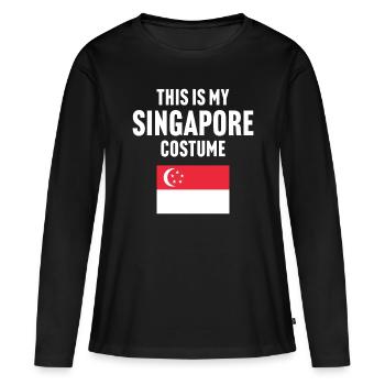 C’est mon costume de Singapour - T-shirt manches longues Premium bio Femme - noir - Devant - Julia (174cm)
