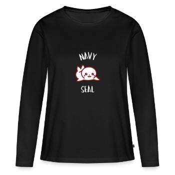 Petit Sceau - Manga Kawaii Seal - T-shirt manches longues Premium bio Femme - noir - Devant - Julia (174cm)