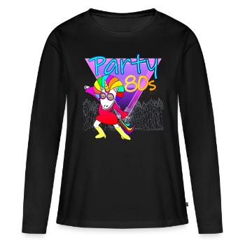 Party 80 humor fan 80er jahre geschenk frau - Frauen Premium Bio Langarmshirt - Schwarz - Vorne - Julia (174cm)